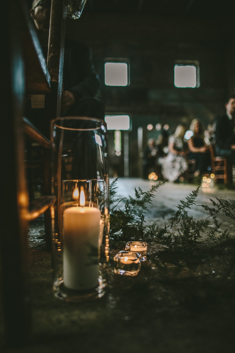 Ceremony Aisle Decor Candles Greenery Eclectic Asylum Wedding London Rusted Rose Photography
