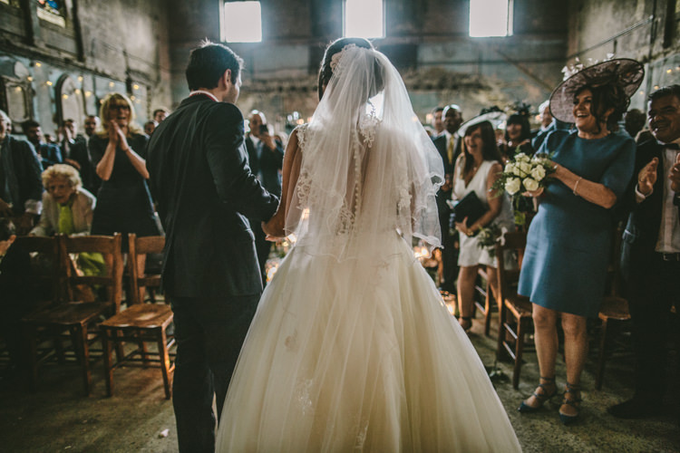 Tulle Dress Illusion Back Lace Buttons Sheer Bride Bridal Gown Veil Eclectic Asylum Wedding London Rusted Rose Photography