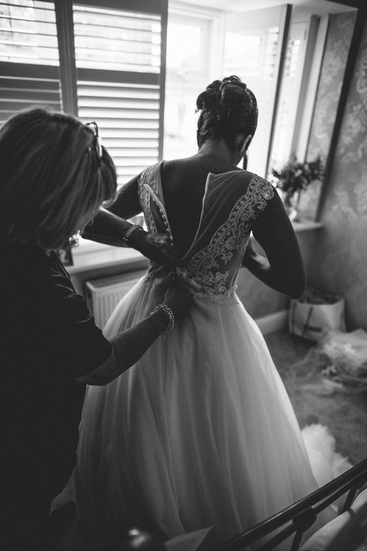Tulle Dress Illusion Back Lace Buttons Sheer Bride Bridal Gown Eclectic Asylum Wedding London Rusted Rose Photography