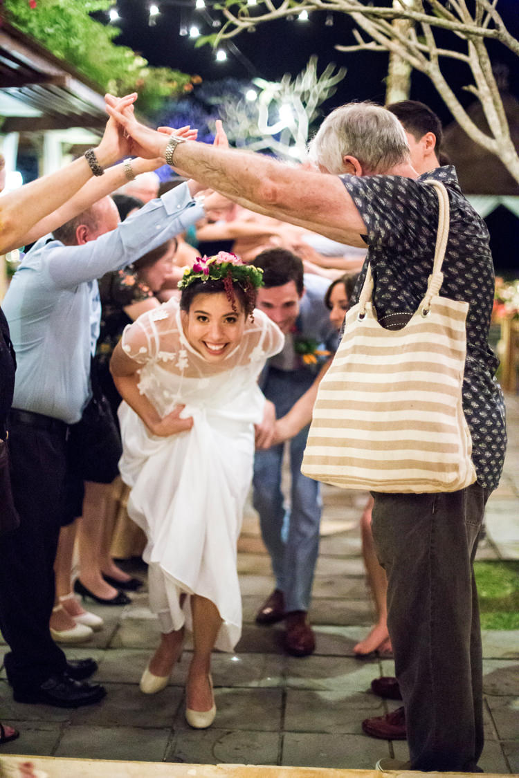 Outdoor Destination Luxury Adventure Ubud Colorful Tropical Flower Crown Bride Dance | Whimsical Exotic Tropical Jungle Wedding Bali http://www.cecilephotographybali.com/