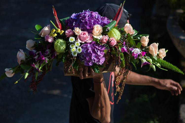 Outdoor Destination Luxury Adventure Ubud Tropical Flowers Purple | Whimsical Exotic Tropical Jungle Wedding Bali http://www.cecilephotographybali.com/