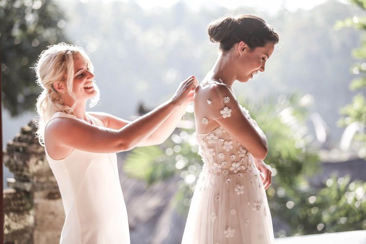 Outdoor Destination Luxury Adventure Ubud Bride Floral Dress Bridesmaid | Whimsical Exotic Tropical Jungle Wedding Bali http://www.cecilephotographybali.com/