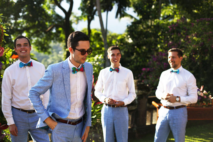 Outdoor Destination Luxury Adventure Ubud Groom Groomsmen Blue Suit | Whimsical Exotic Tropical Jungle Wedding Bali http://www.cecilephotographybali.com/