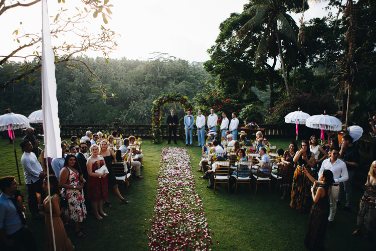 Outdoor Destination Luxury Adventure Ubud Ceremony Tropical Foliage Floral Arch | Whimsical Exotic Tropical Jungle Wedding Bali http://www.cecilephotographybali.com/