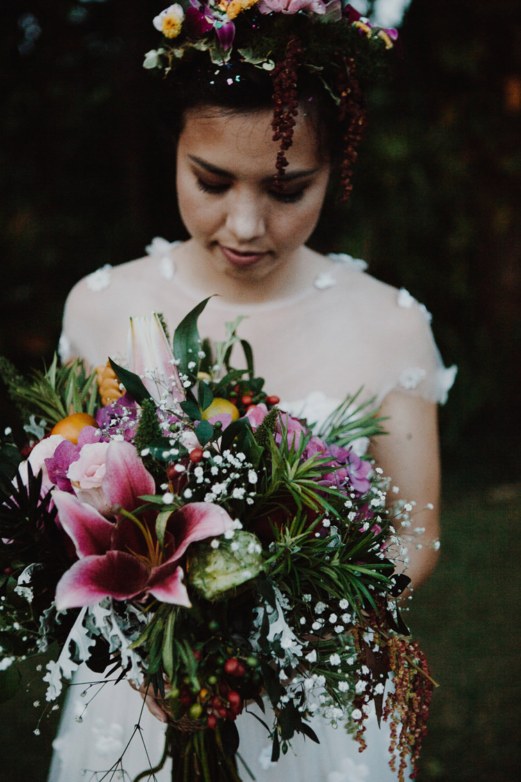 Outdoor Destination Luxury Adventure Ubud Ceremony Colorful Tropical Bouquet Flower Crown Bride | Whimsical Exotic Tropical Jungle Wedding Bali http://www.cecilephotographybali.com/
