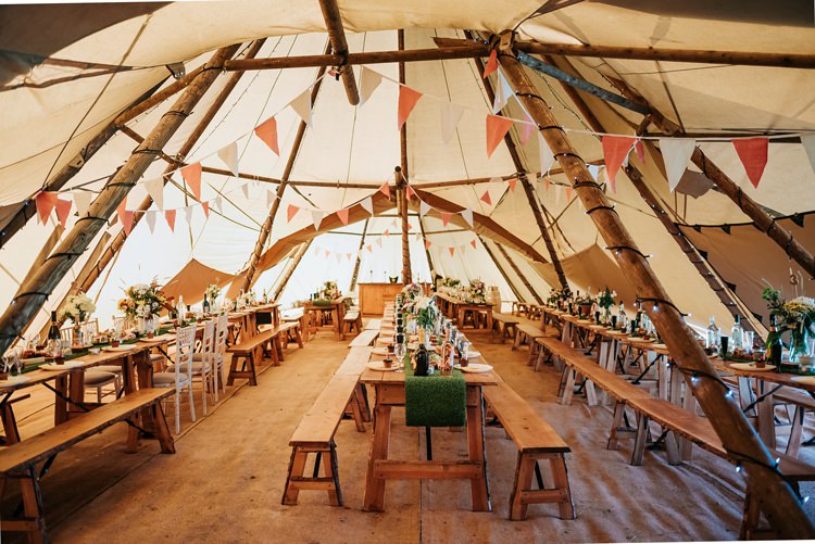 Bunting Pastel Decor Floral Wedding Dress Tipi Alfred and Co Photography