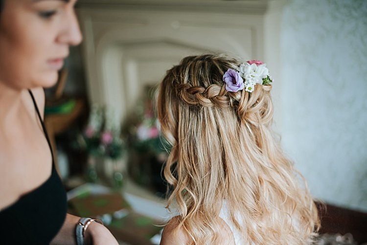 Bride Bridal Hair Flowers Plait Braid Floral Wedding Dress Tipi Alfred and Co Photography