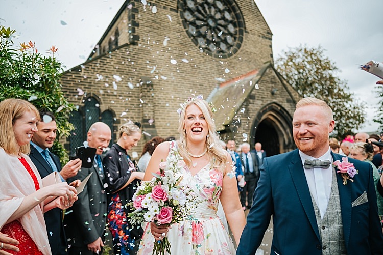 Confetti Throw Floral Wedding Dress Tipi Alfred and Co Photography