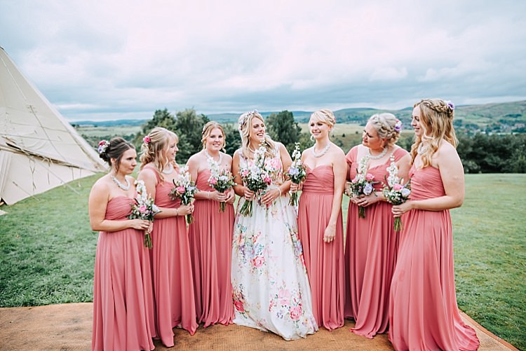 Long Pastel Pink Bridesmaid Dresses Maxi Floral Wedding Dress Tipi Alfred and Co Photography