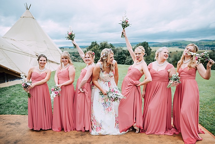 Long Pastel Pink Bridesmaid Dresses Maxi Floral Wedding Dress Tipi Alfred and Co Photography