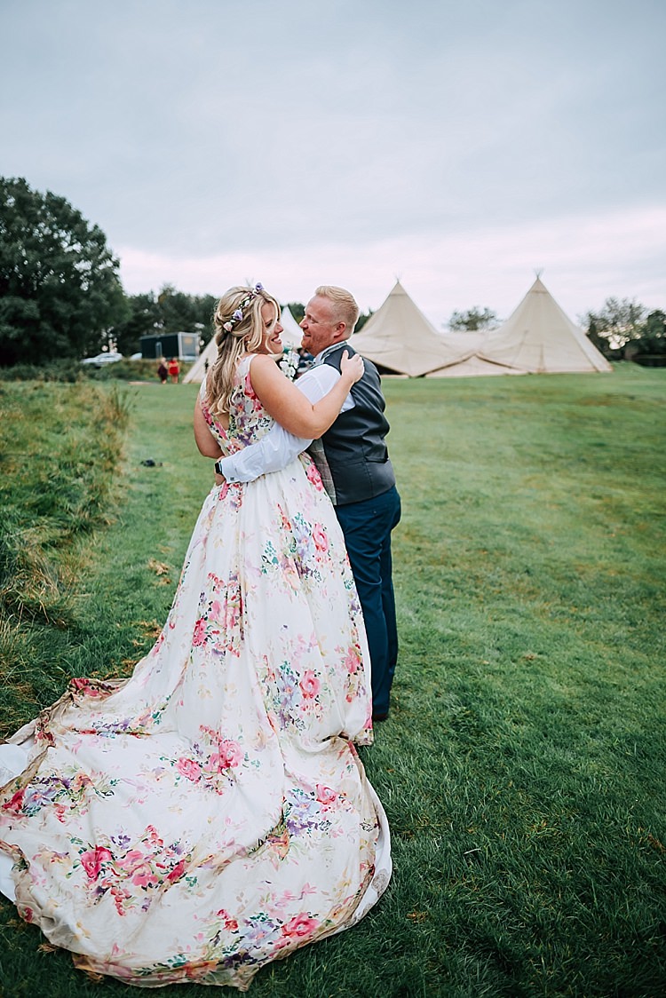 Floral Wedding Dress Tipi Alfred and Co Photography