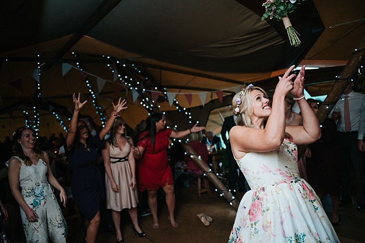 Floral Wedding Dress Tipi Alfred and Co Photography