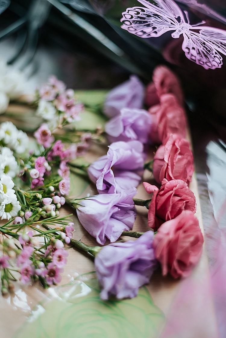 Fresia Rose Wax Flower Daisy Pastel Floral Wedding Dress Tipi Alfred and Co Photography