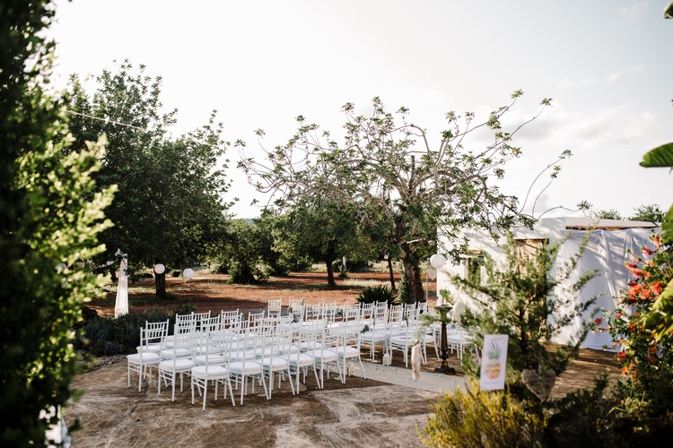 Spain Sun Outdoor Tropical Mediterranean Garden Villa Sea Island Outdoor Ceremony | Ibiza Destination Wedding Amy Faith Photography