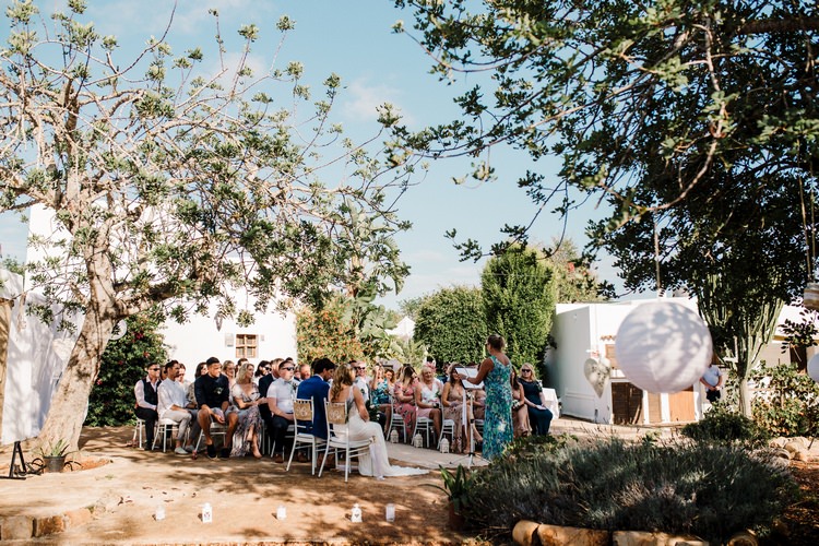 Spain Sun Outdoor Tropical Mediterranean Garden Villa Outdoor Ceremony | Ibiza Destination Wedding Amy Faith Photography
