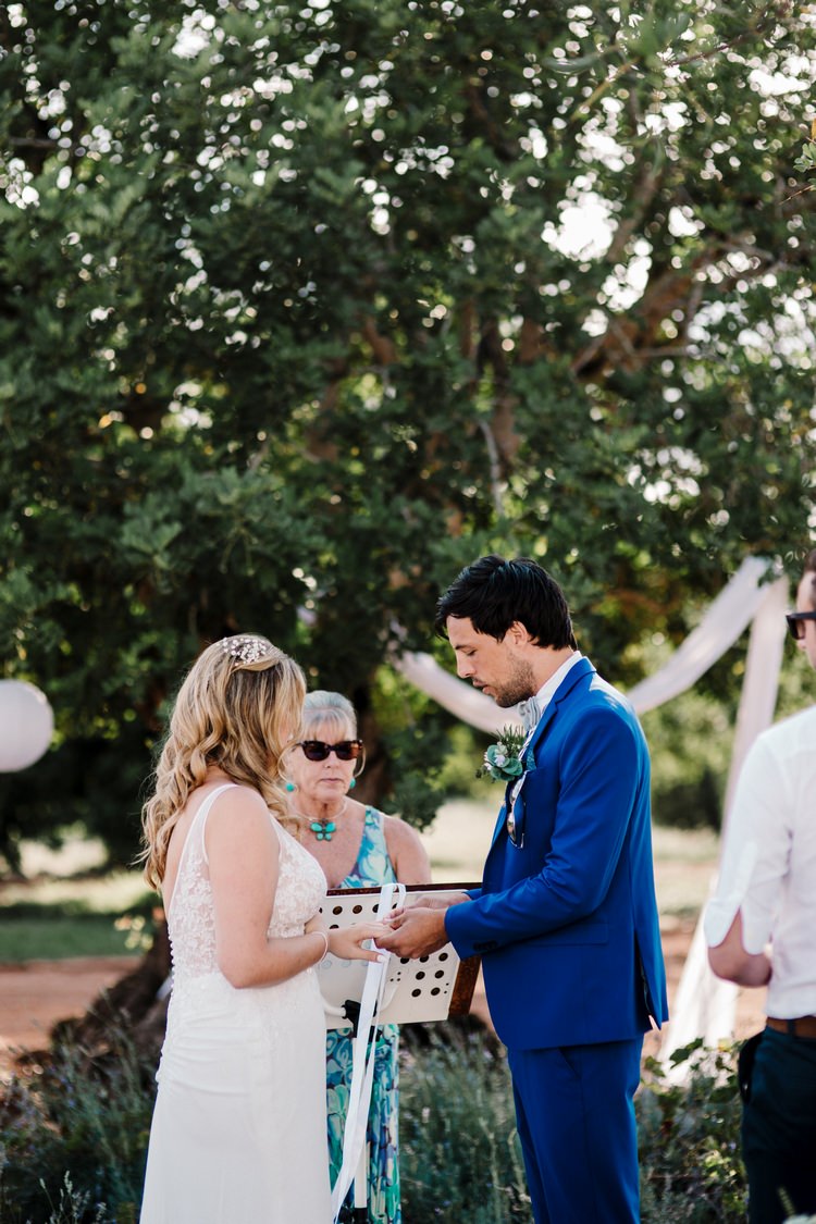 Spain Sun Outdoor Tropical Mediterranean Garden Villa Outdoor Ceremony Vows Rings | Ibiza Destination Wedding Amy Faith Photography