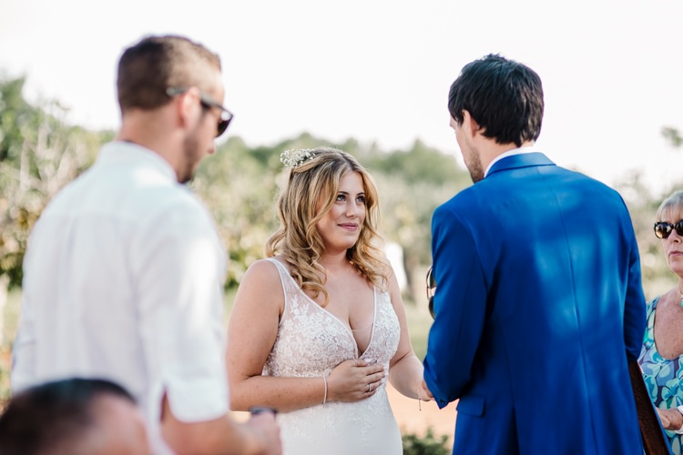 Spain Sun Outdoor Tropical Mediterranean Garden Villa Outdoor Ceremony Vows Rings | Ibiza Destination Wedding Amy Faith Photography