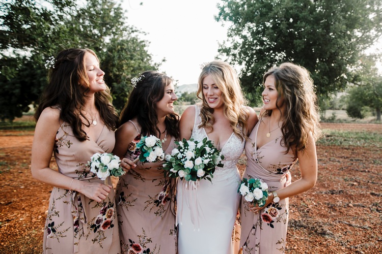 Spain Sun Outdoor Tropical Mediterranean Garden Villa Bride Floral Bridesmaids | Ibiza Destination Wedding Amy Faith Photography