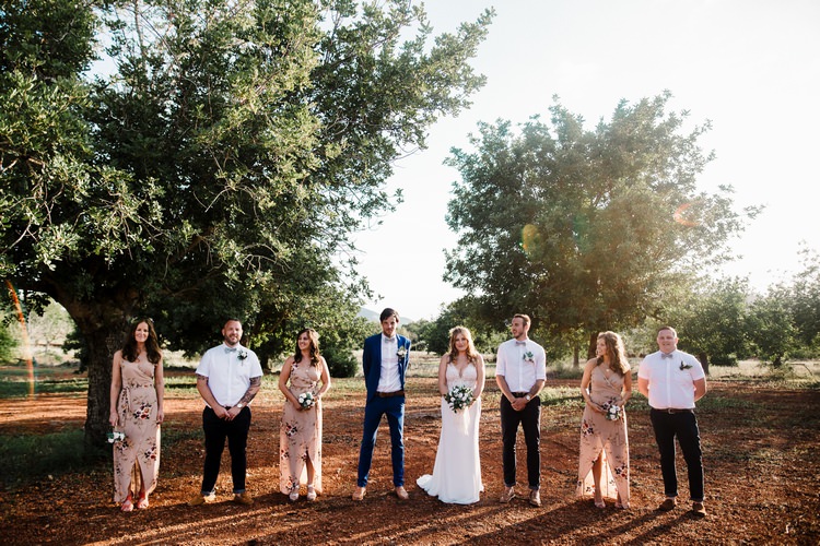 Spain Sun Outdoor Tropical Mediterranean Garden Villa Bride Bridesmaids Groom Groomsmen | Ibiza Destination Wedding Amy Faith Photography
