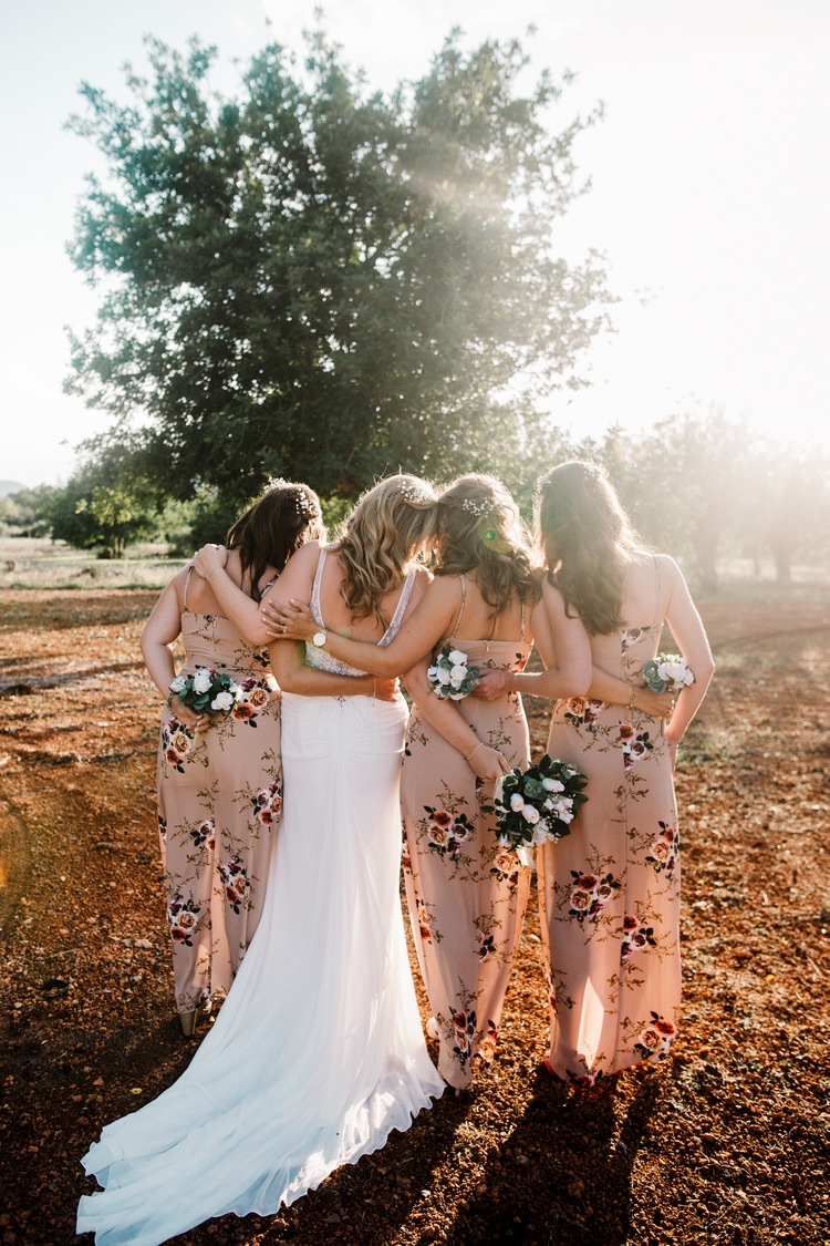 Spain Sun Outdoor Tropical Mediterranean Garden Villa Bride Floral Bridesmaids Sunset | Ibiza Destination Wedding Amy Faith Photography