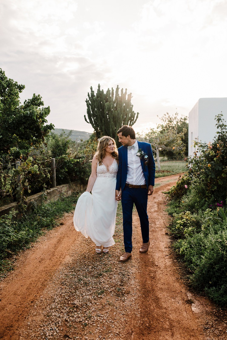 Spain Sun Outdoor Tropical Mediterranean Garden Villa Bride Groom Sunset | Ibiza Destination Wedding Amy Faith Photography