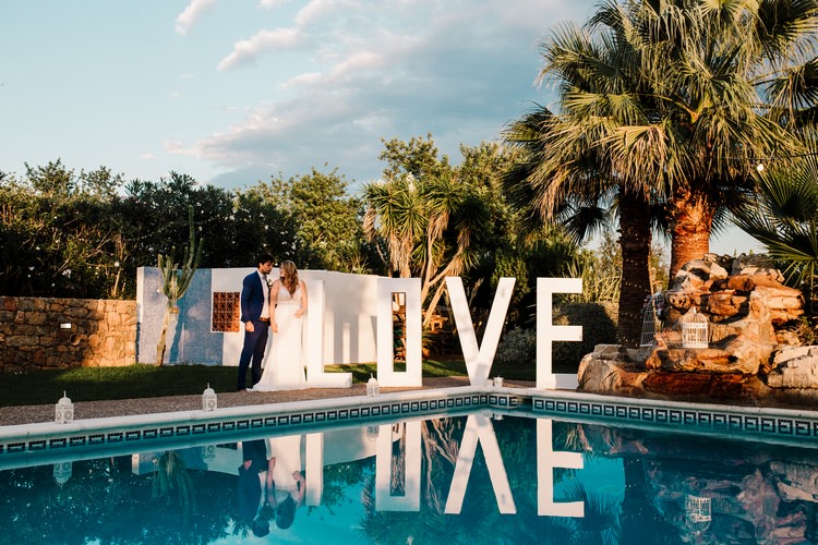 Spain Sun Outdoor Tropical Mediterranean Garden Villa Bride Groom Sunset | Ibiza Destination Wedding Amy Faith Photography