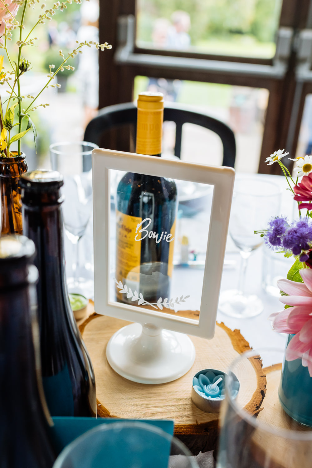 Table Name Frame Glass Calligraphy Wood Slice Laid Back Harry Potter Wedding Daffodil Waves Photography