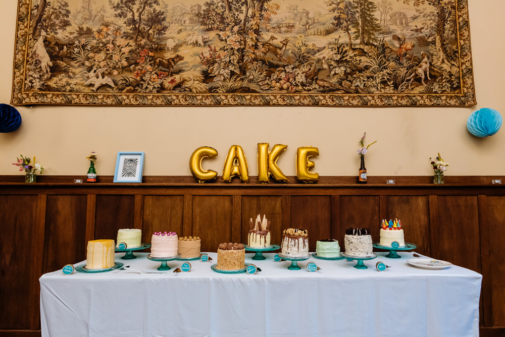 Cake Table Selection Stands Drip Buttercream Laid Back Harry Potter Wedding Daffodil Waves Photography