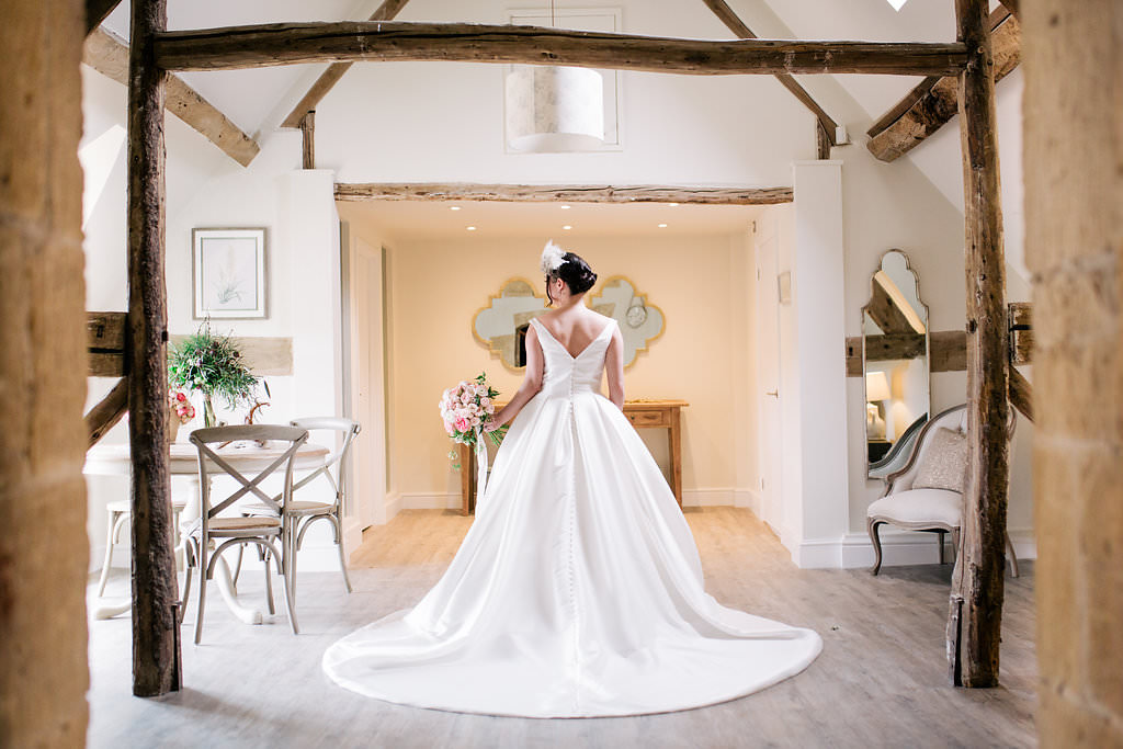Dress Gown Bride Bridal Classic Lapstone Barn Wedding Ideas Cotswolds Katie Hamilton Photography