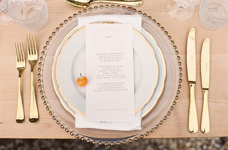 Tablescape Decor Silk Runner Candle Sticks Gold Cutlery Plates Whimsical Summer Chocolat Wedding Ideas Brympton House Liz Baker Fine Art Photography