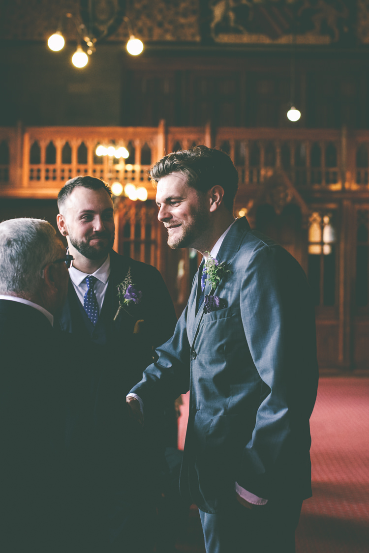 Blue Suit Groom Buttonhole Manchester Town Hall Wedding City Emma Boileau Photography