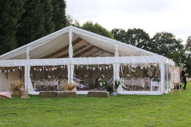 Marquee Bunting Fairy Lights Hay Bales Manor Farm Wedding Hampshire Luke Doyle Photography