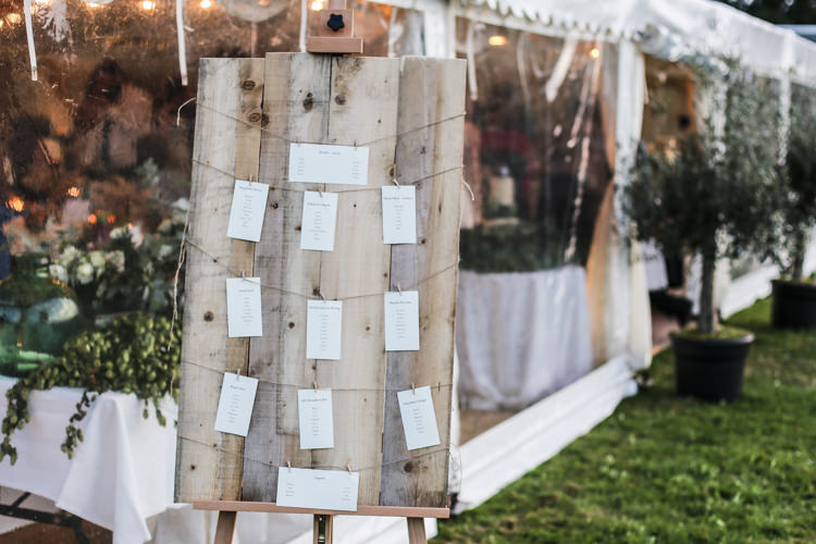 Wooden Board Table Plan Seating Chart String Easel Manor Farm Wedding Hampshire Luke Doyle Photography