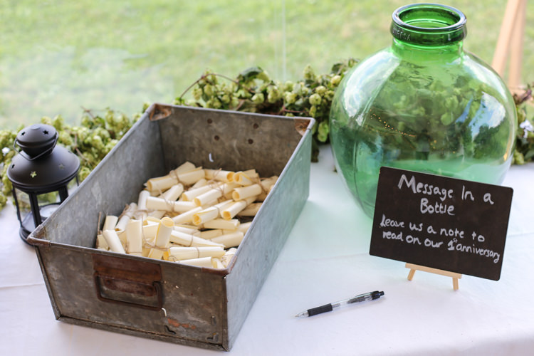 Message in a Bottle Guest Book Manor Farm Wedding Hampshire Luke Doyle Photography