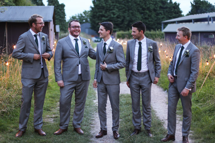 Groom Groomsmen Ted Baker Grey Suit Green Tie Manor Farm Wedding Hampshire Luke Doyle Photography