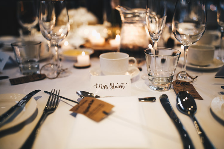 Calligraphy Place Name Card Stylish Minimalist Moddershall Oaks Wedding Winnington & Coe Photography