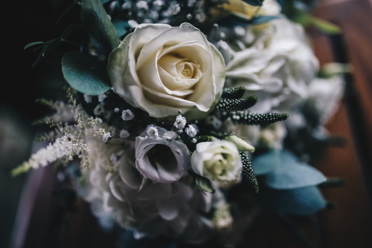 Flowers Bouquet Bride Bridal White Greenery Astilbe Fresia Rose Stylish Minimalist Moddershall Oaks Wedding Winnington & Coe Photography