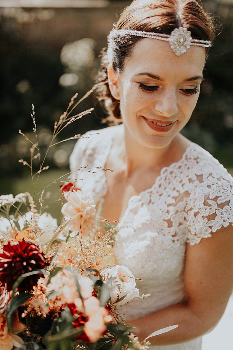 Bride Bridal Make Up Forehead Accessory Band Hair North Hidden Barn Wedding Autumn Jen Marino Photography