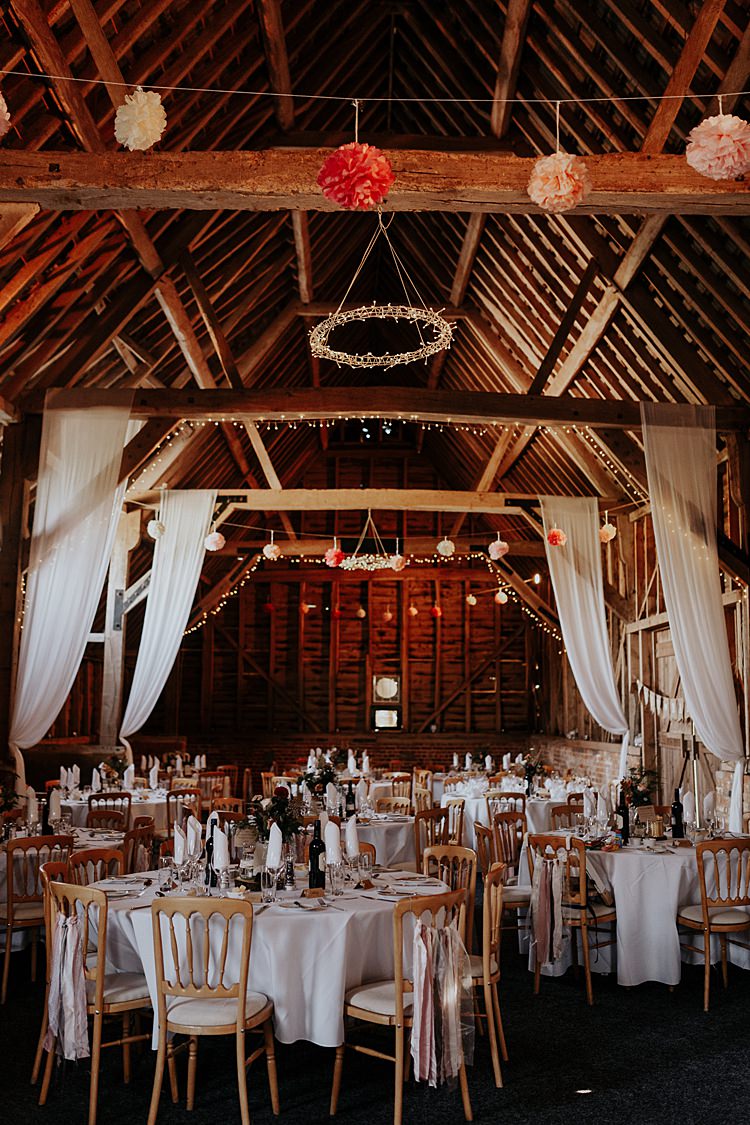 Fairy Lights Drapes Pom Poms North Hidden Barn Wedding Autumn Jen Marino Photography