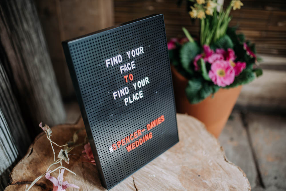 Peg Board Sign Notley Tythe Barn Wedding Kazooieloki Photography