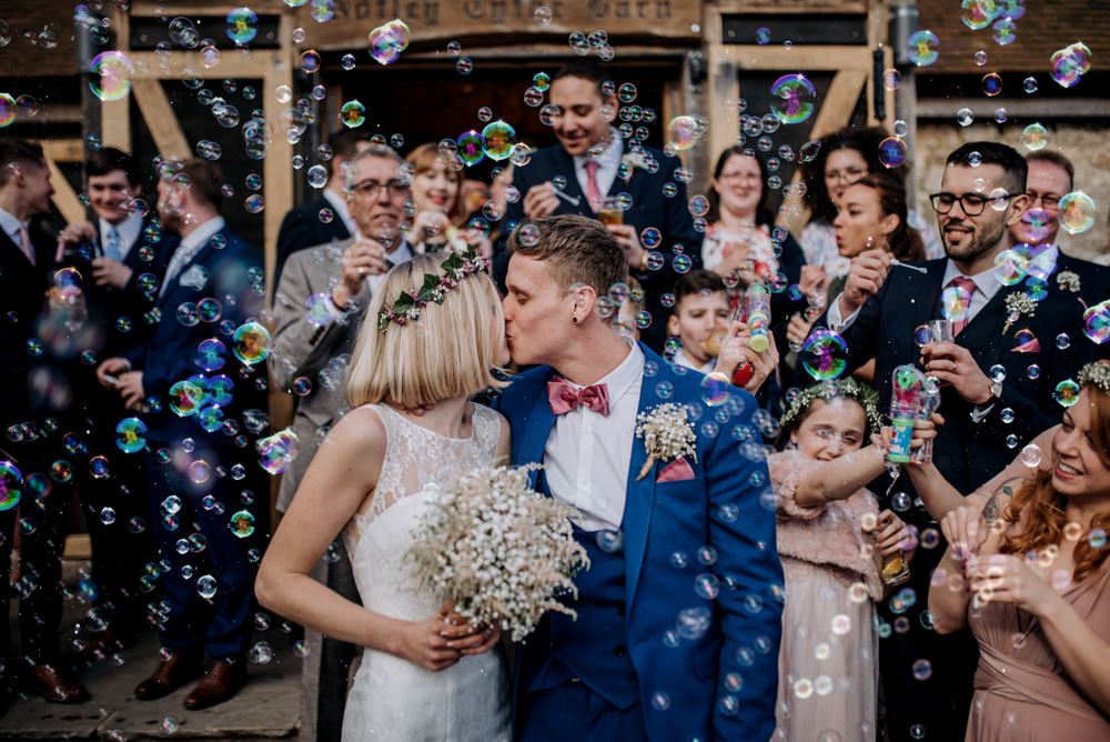 Bubble Confetti Notley Tythe Barn Wedding Kazooieloki Photography