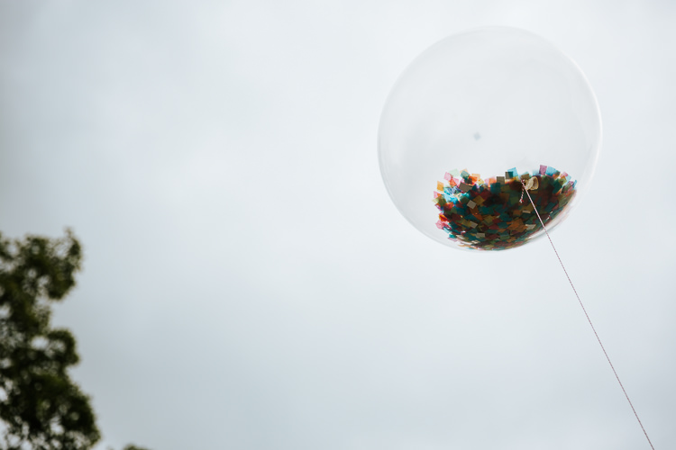 Giant Confetti Balloon Pretty Pastel Floral Village Hall Wedding Struve Photography
