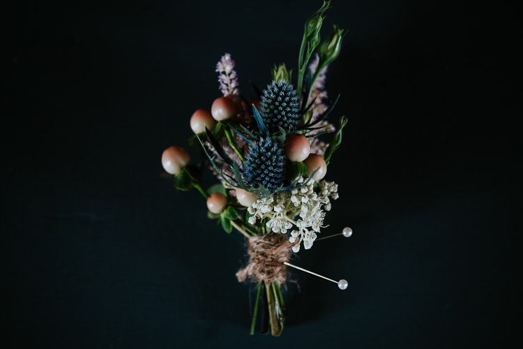 Thistle Berry Buttonhole Flowers Pretty Pastel Floral Village Hall Wedding Struve Photography