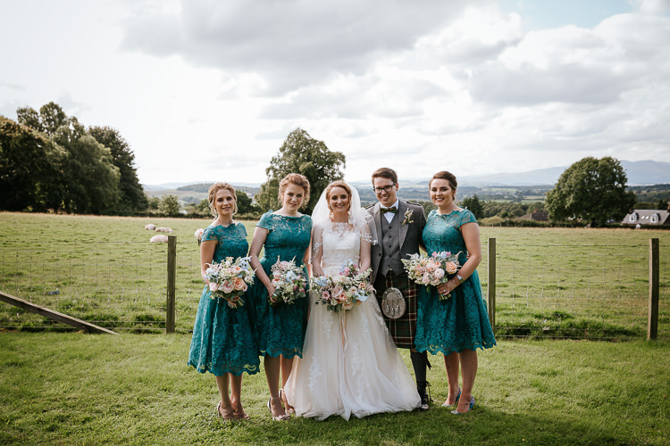 Lace Teal Green Short Bridesmaid Dresses Pretty Pastel Floral Village Hall Wedding Struve Photography