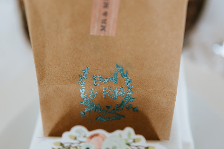 Brown Paper Bag Favour Pretty Pastel Floral Village Hall Wedding Struve Photography