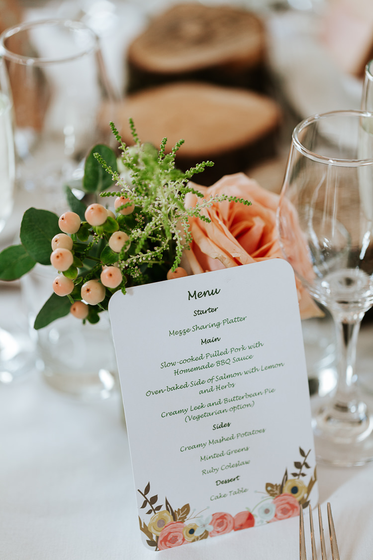 Floral Stationery Menu Pretty Pastel Floral Village Hall Wedding Struve Photography