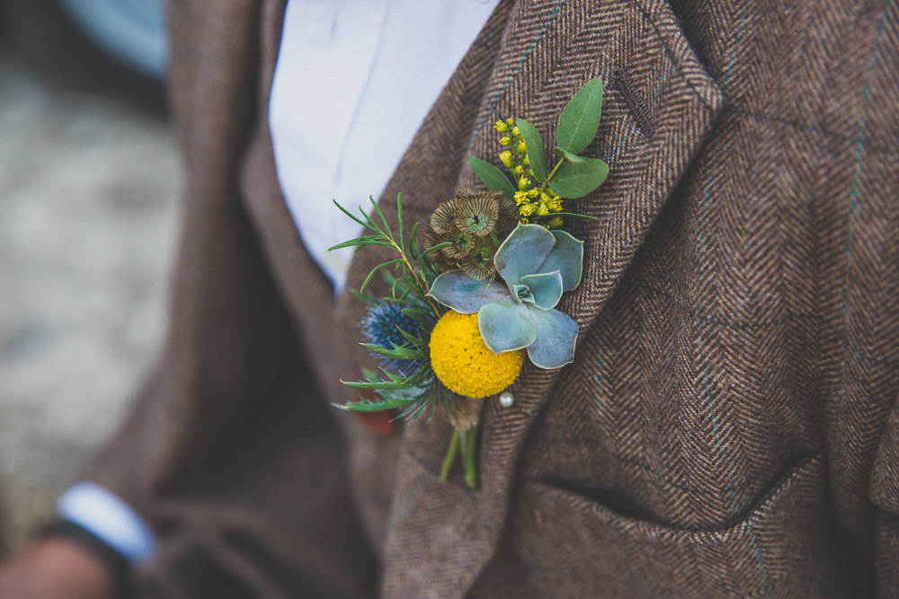 Groom Buttonhole Succulents Greenery Rainbow Alternative Woodland Wedding Ideas Nicki Shea Photography