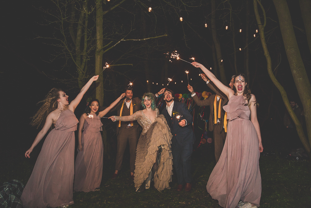Sparklers Rainbow Alternative Woodland Wedding Ideas Nicki Shea Photography