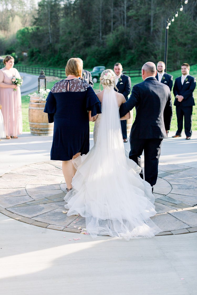 Fit Flare Fishtail Dress Gown Bride Bridal Lace Sweetheart Romantic Spring Pastel Farm Wedding Ashley Spangler Photography