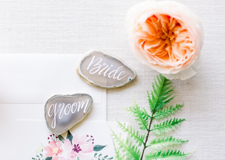 Agate Place Names Calligraphy Romantic Spring Pastel Farm Wedding Ashley Spangler Photography
